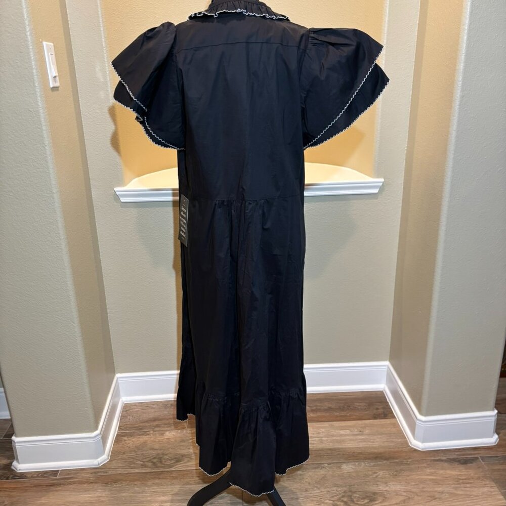 💖 NWT Tuckernuck Alice Black Maxi Dress Double Caped Sleeves Size XL - Picture 5 of 10